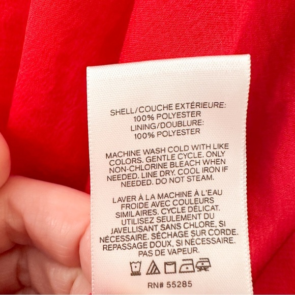 Express Satin Long Sleeve Surplice Fit and Flare Blouson mini Dress Red sz Small - Picture 7 of 8